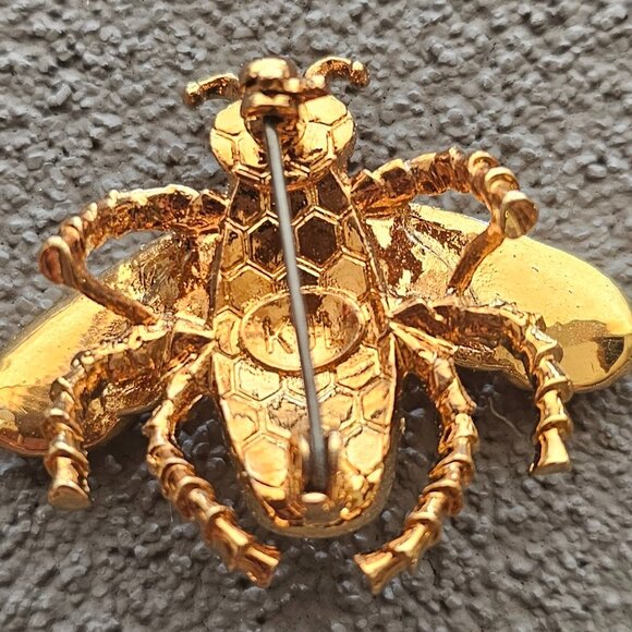 Kenneth Jay Lane Avon Queen Bee Pin Gold Tone Rhinestone - Blue Eyes Brooch 2004 - Picture 3 of 4